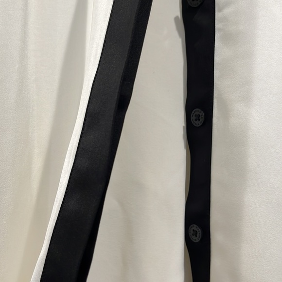 Massimo Dutti Studio tuxedo style silky oversized button up dress cream/black M - Picture 3 of 14